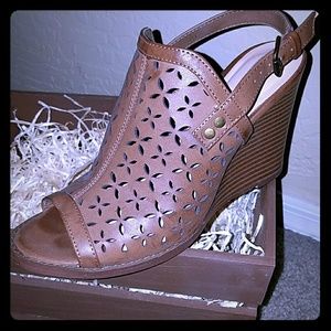 Brown Dollhouse Open Toe Wedges